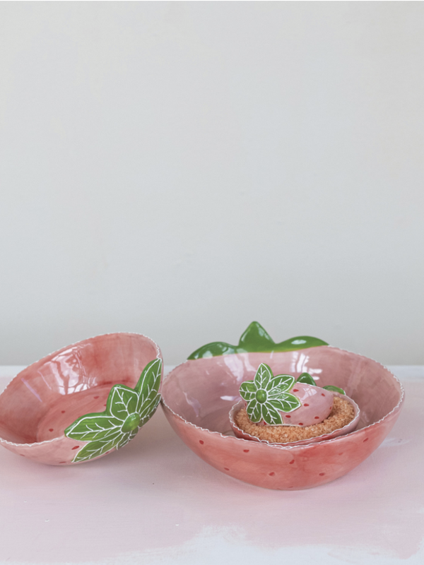 CREATIVE CO-OP Strawberry Stoneware Bowls