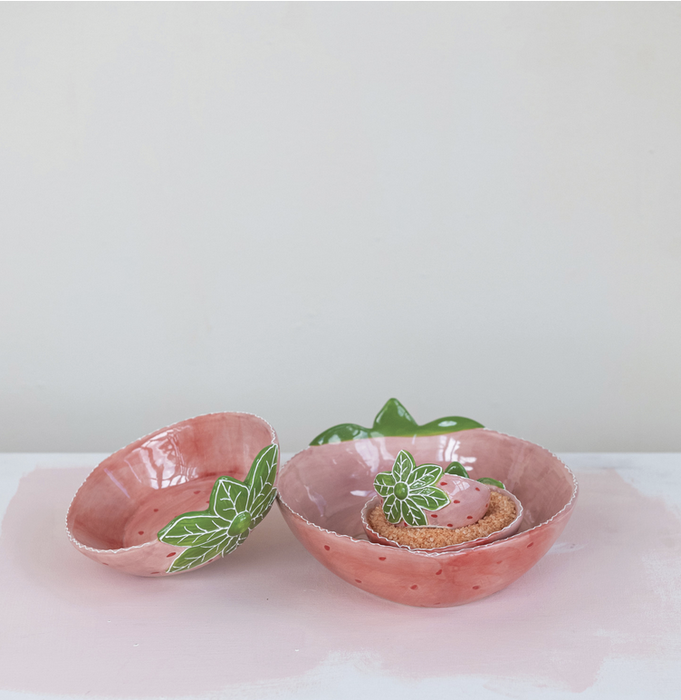 CREATIVE CO-OP Strawberry Stoneware Bowls