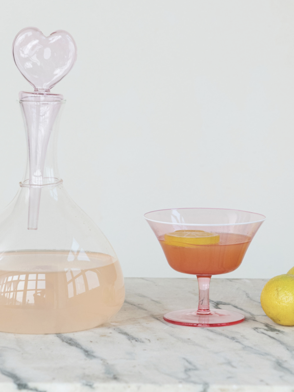 CREATIVE CO-OP Decanter with Hand-Blown Heart Shaped Stopper