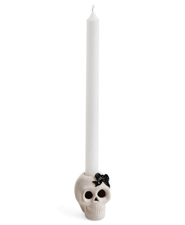 ADV Pine Centre Skull/Bow Candle Holder