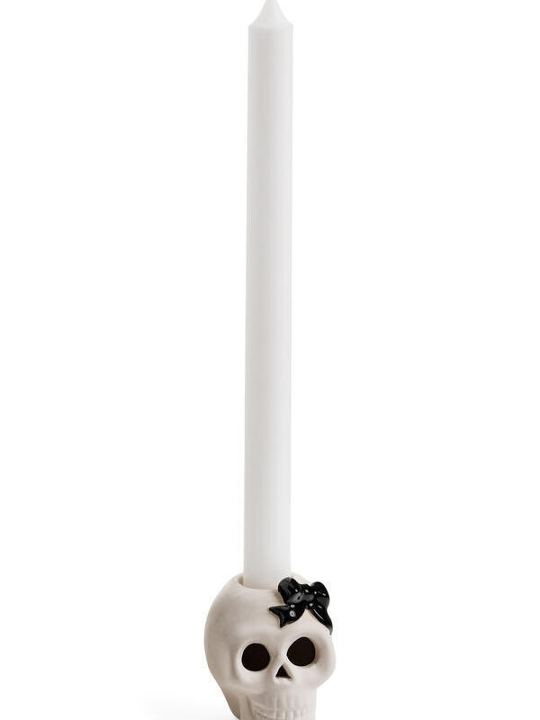 ADV Pine Centre Skull/Bow Candle Holder