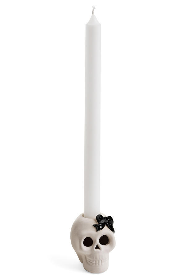 ADV Pine Centre Skull/Bow Candle Holder