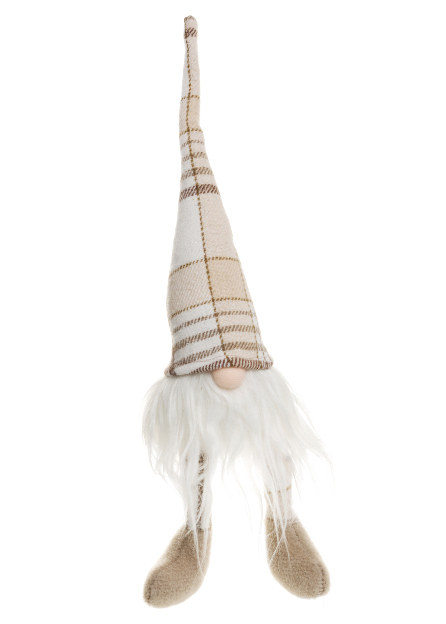 ADV Pine Centre Sitting Gnome, Plaid Hat Brown
