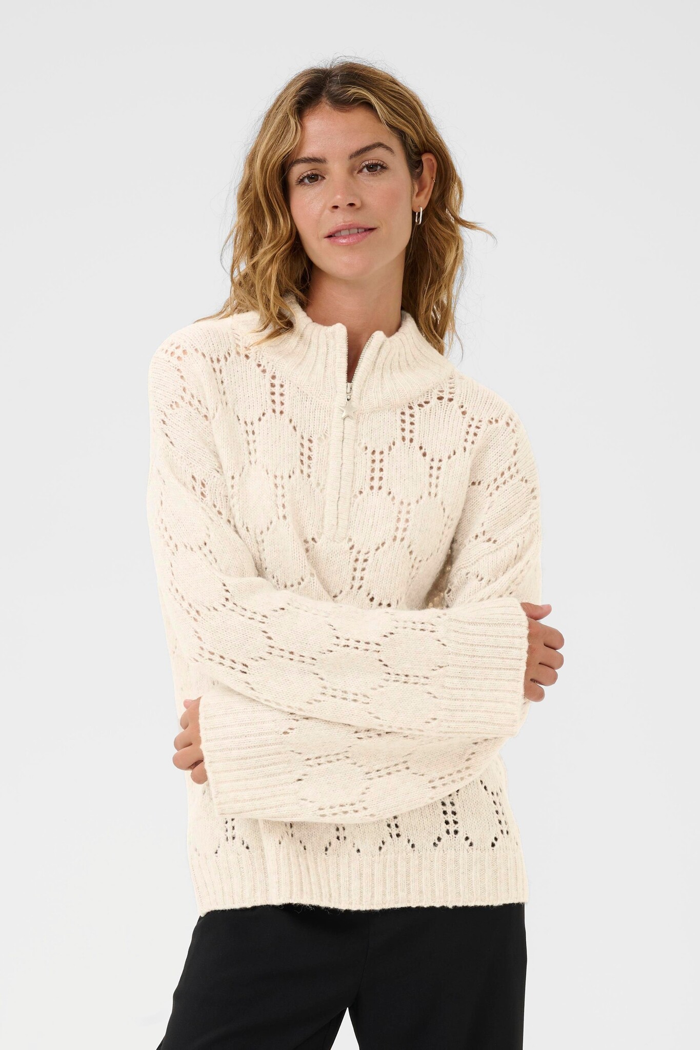 Cream CRZilla Zipper Pullover