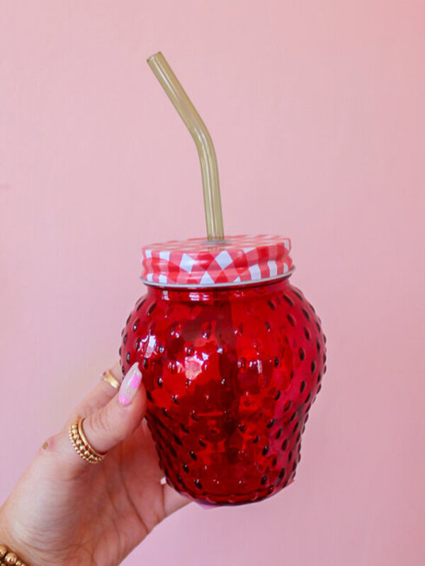 CREATIVE CO-OP Strawberry Drinking Glass