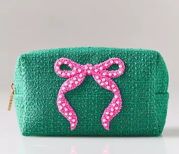 Mara Bow Zip Pouch, Green