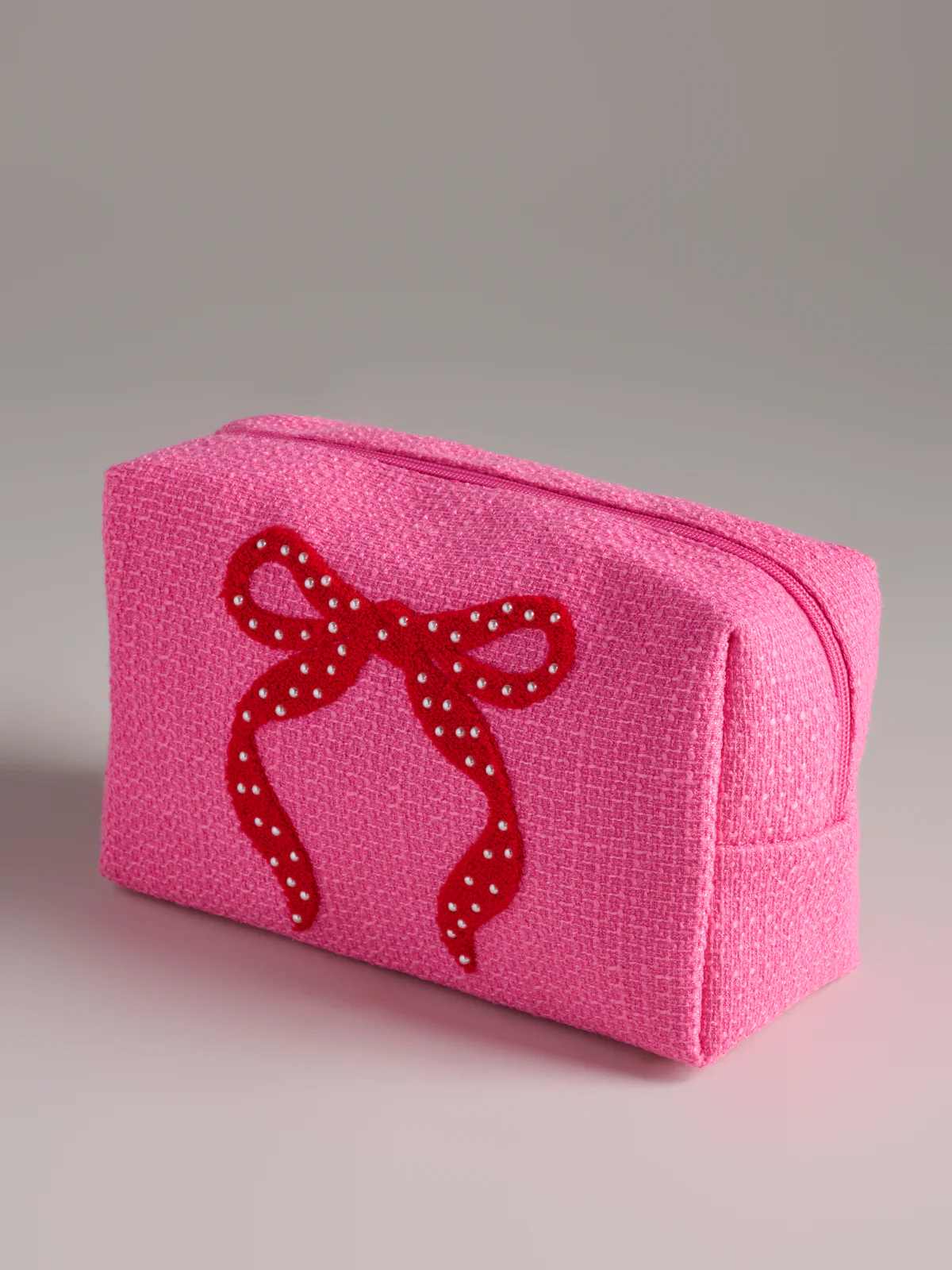 Shiraleah Mara Bow Zip Pouch Lg, Pink