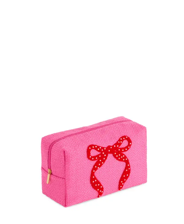 Shiraleah Mara Bow Zip Pouch Lg, Pink