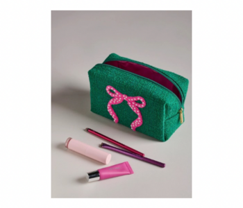 Mara Bow Zip Pouch, Green