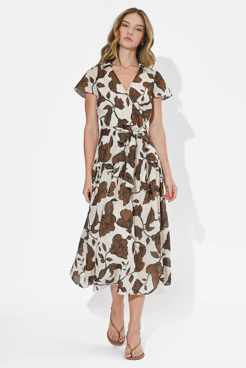 adelyn rae Taylor Flowy Wrap Midi Dress