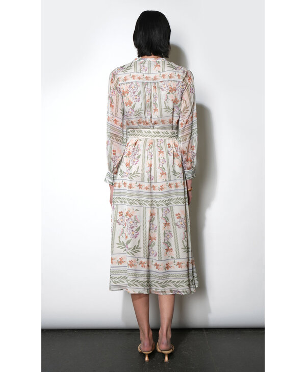 Greylin Reese Flowy Scarf Print Midi Dress w/Tie Belt