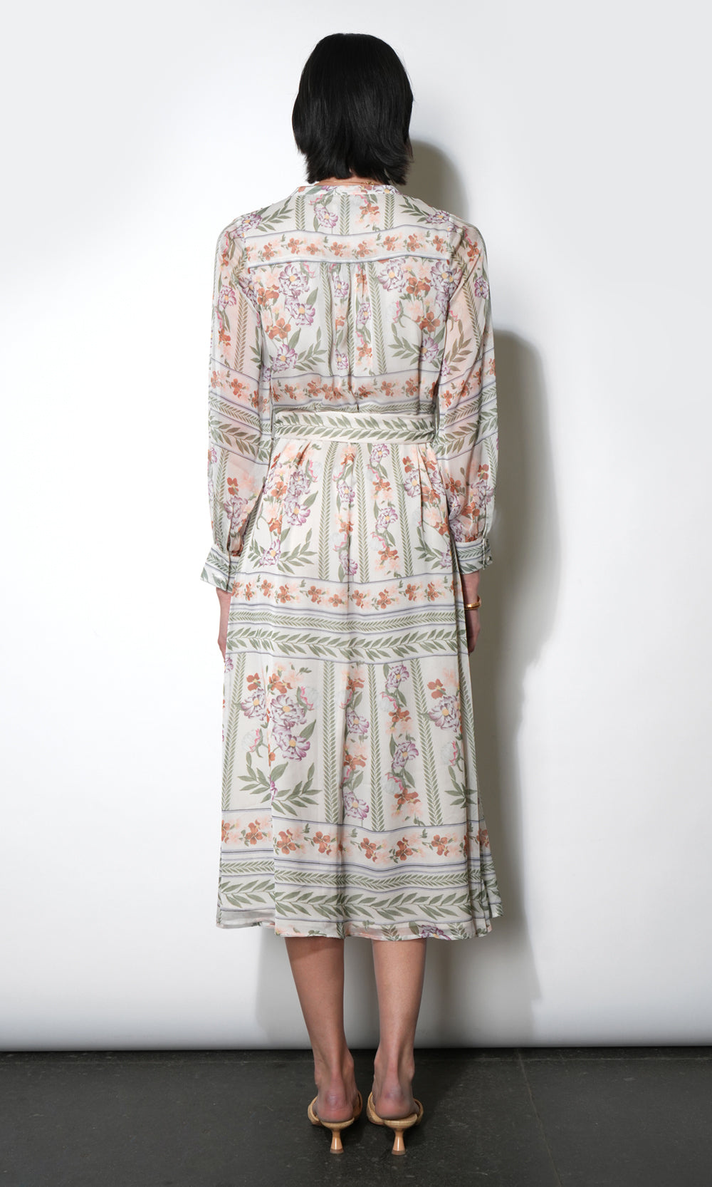 Greylin Reese Flowy Scarf Print Midi Dress w/Tie Belt