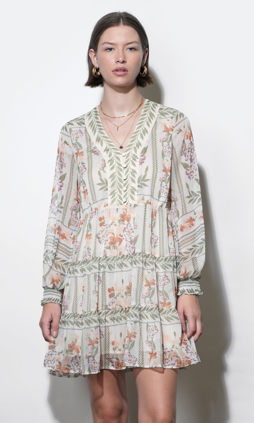 Greylin Alexis Deep V Tiered Pullover Dress