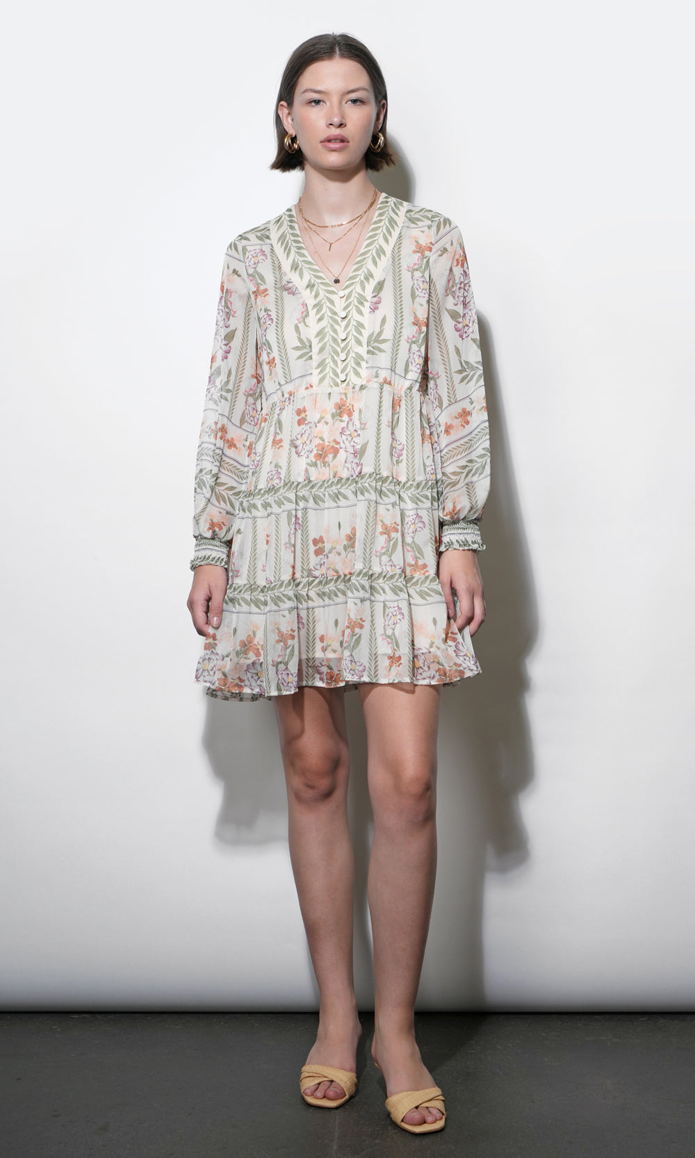 Greylin Alexis Deep V Tiered Pullover Dress