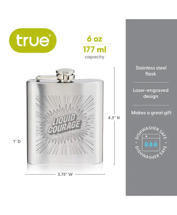 True Brands Trueflask 6 oz Stainless Steel Liquid Courage Flask
