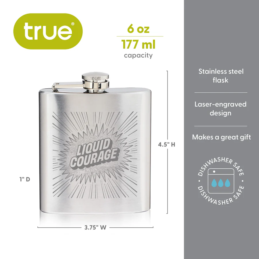 True Brands Trueflask 6 oz Stainless Steel Liquid Courage Flask