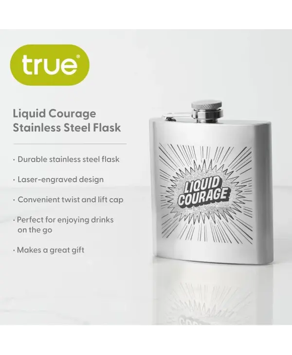 True Brands Trueflask 6 oz Stainless Steel Liquid Courage Flask