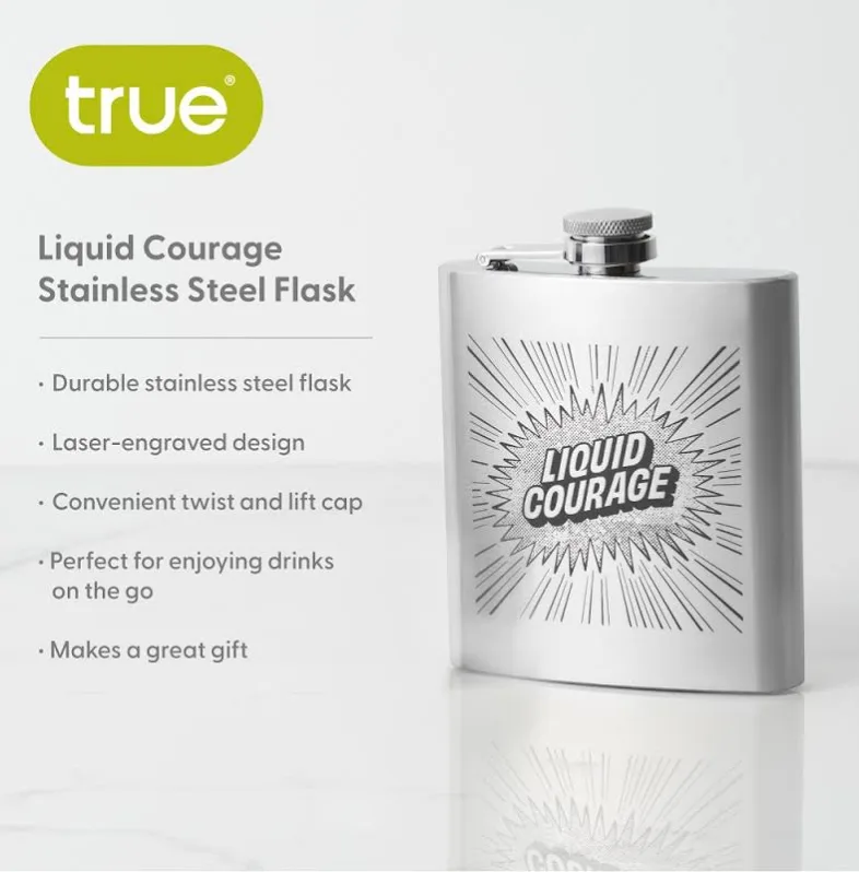 True Brands Trueflask 6 oz Stainless Steel Liquid Courage Flask