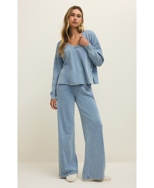Z Supply Delphine Knit Denim Sweatshirt