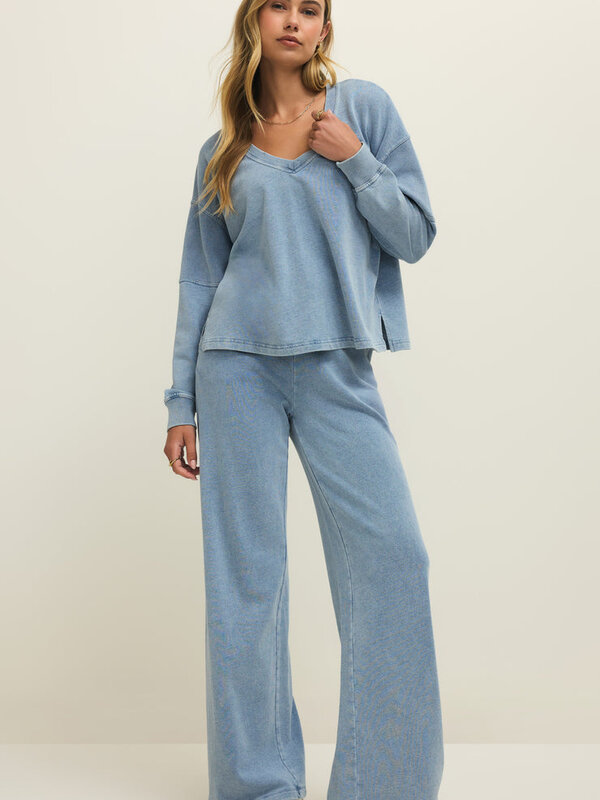 Z Supply Delphine Knit Denim Sweatshirt