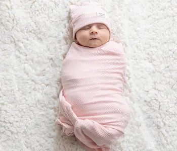 Rib Swaddle & Beanie Set
