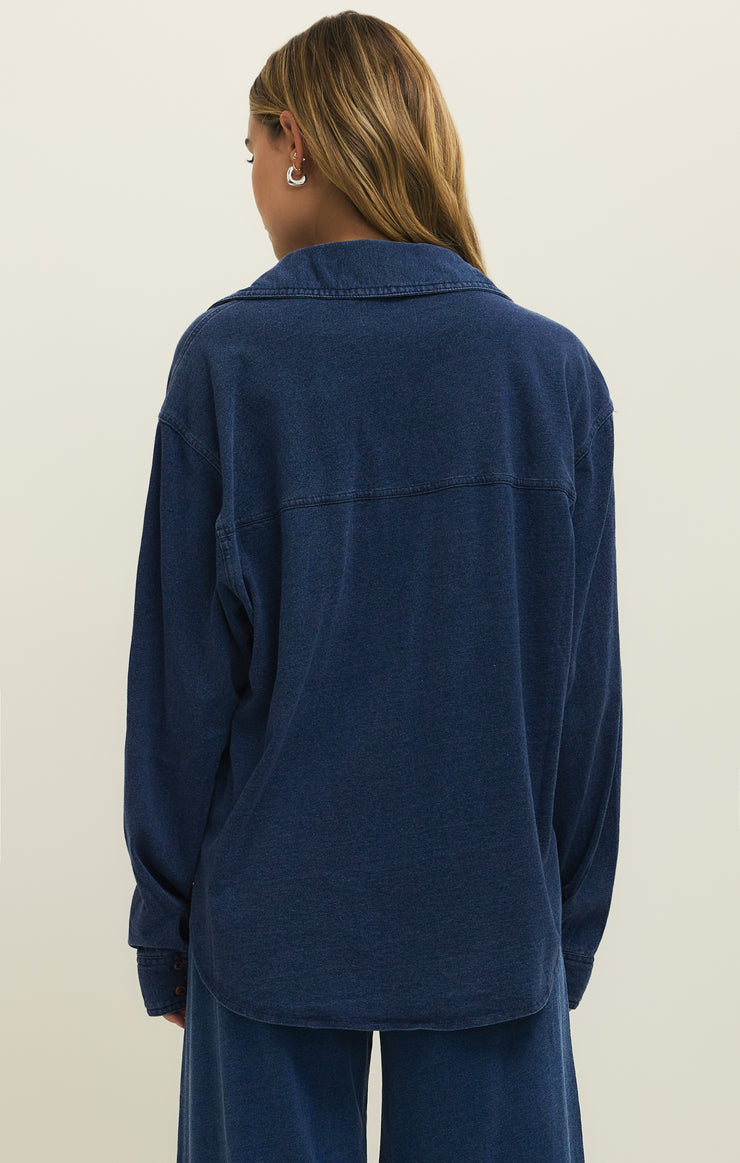 Z Supply Reese Jersey Denim Button Up