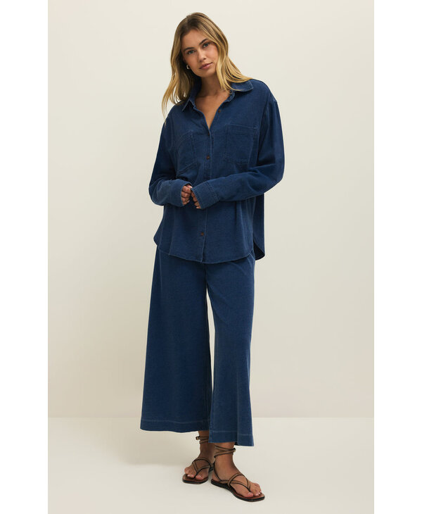 Z Supply Reese Jersey Denim Button Up