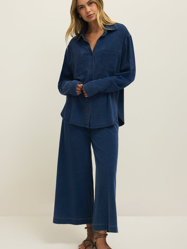 Z Supply Reese Jersey Denim Button Up