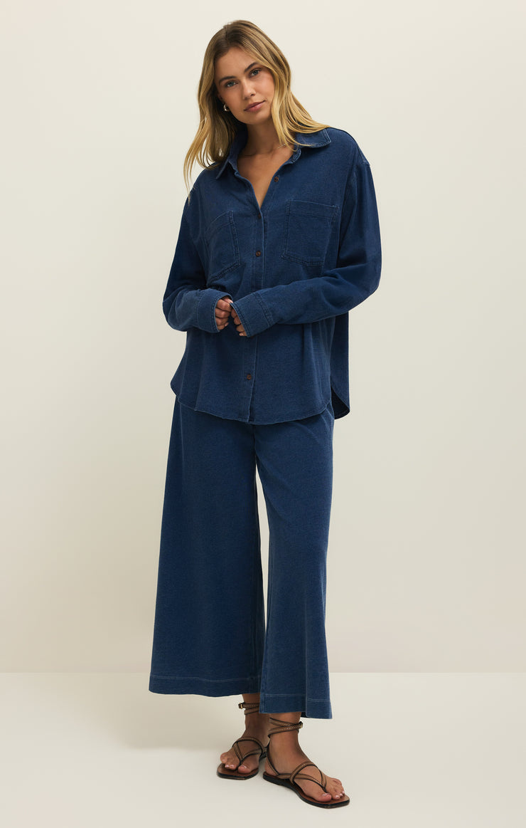 Z Supply Reese Jersey Denim Button Up