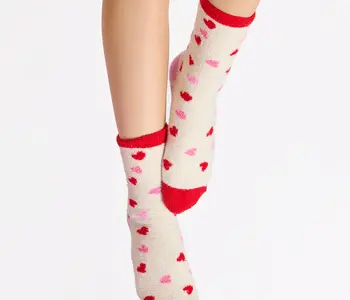 Candy Heart Socks, Ivory