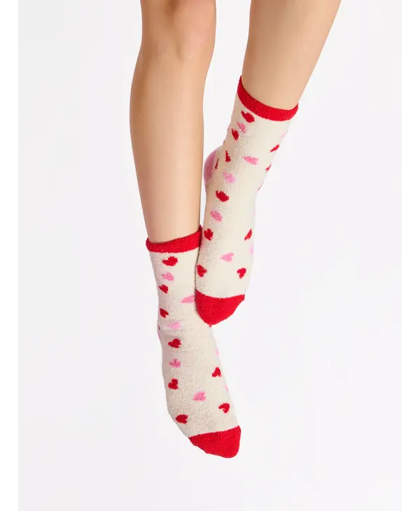 Shiraleah Candy Heart Socks, Ivory
