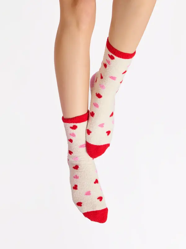 Shiraleah Candy Heart Socks, Ivory