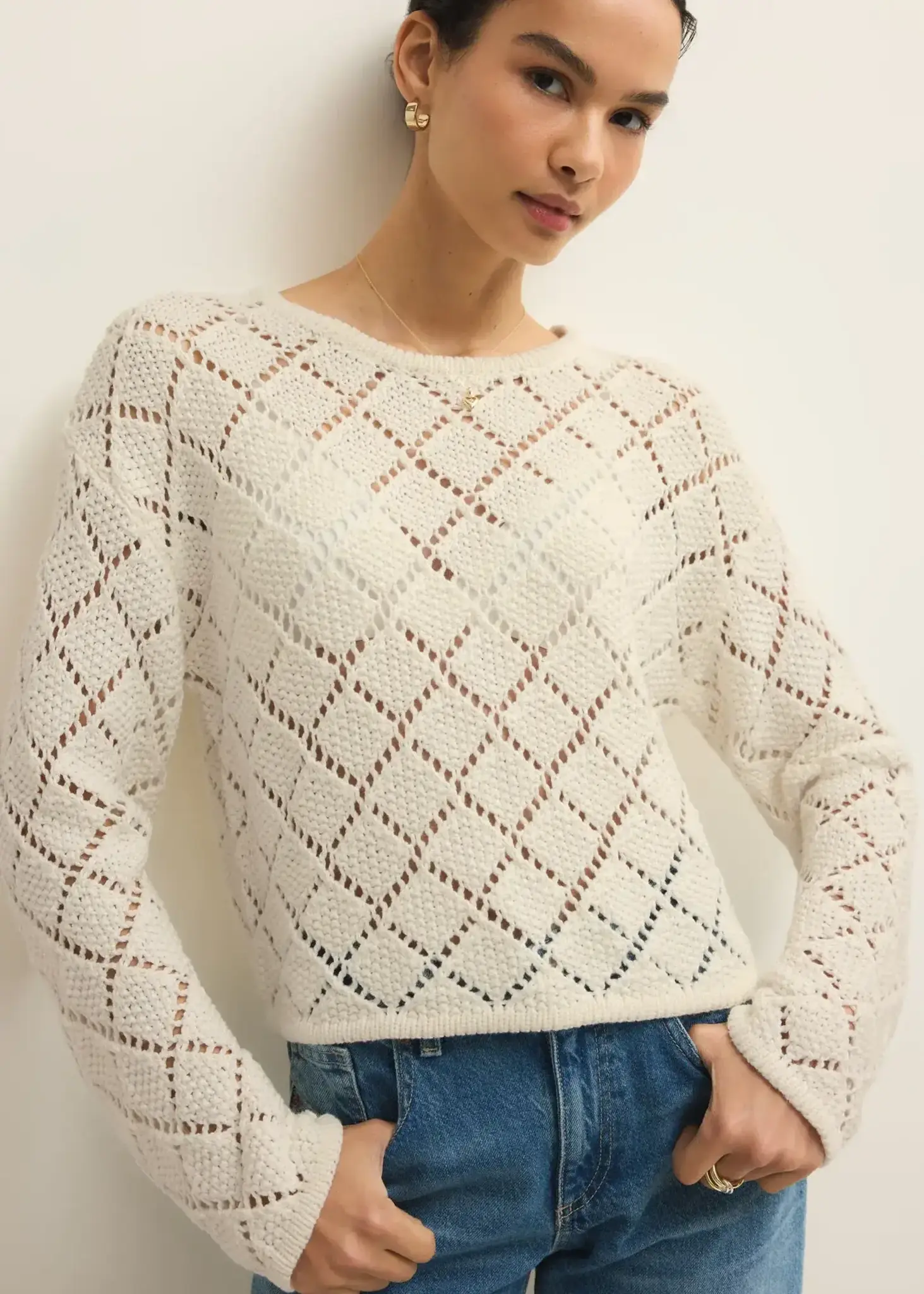 Z Supply Hullen Crochet Sweater