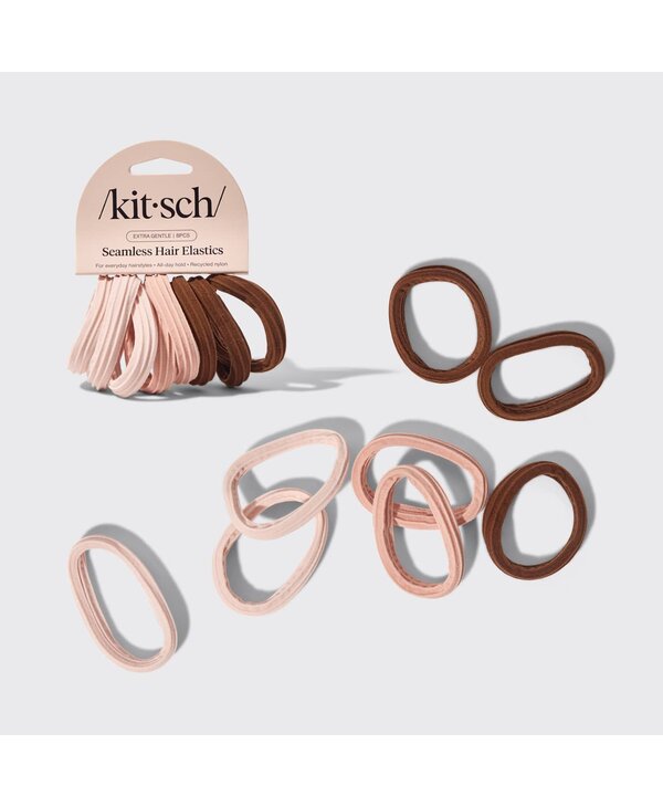 KITSCH Seamless Hair Elastics 8pc Set- Rosewood