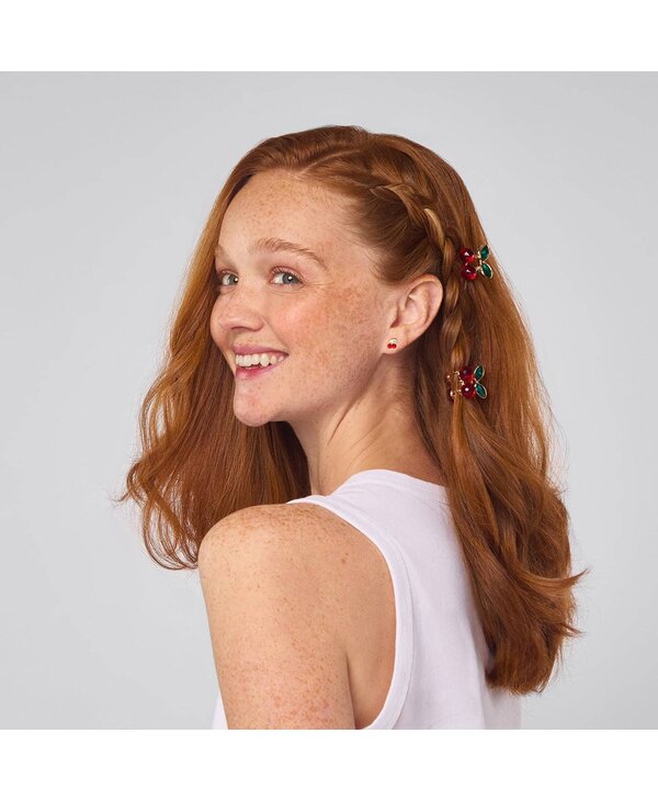 KITSCH Mini Rhinestone Claw Clips 2pc Set - Cherry