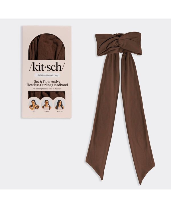 KITSCH Set & Flow Heatless Curling Headband - Chocolate Brown