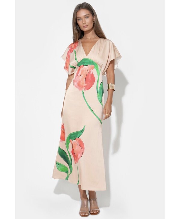 adelyn rae Madelyn Flutter Sleeve Midi Dress