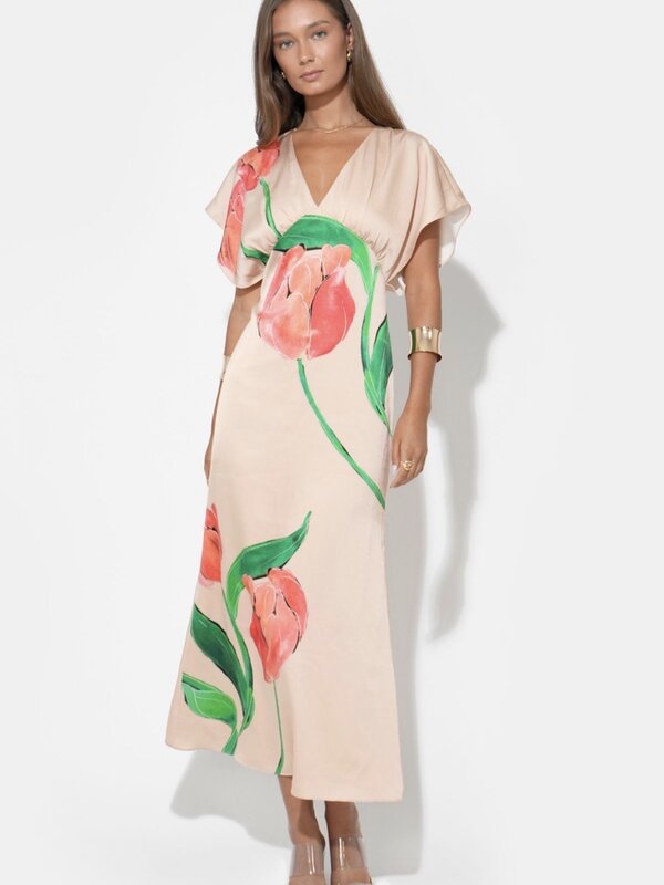 adelyn rae Madelyn Flutter Sleeve Midi Dress