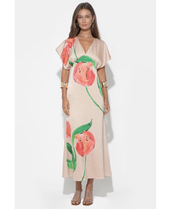 adelyn rae Madelyn Flutter Sleeve Midi Dress