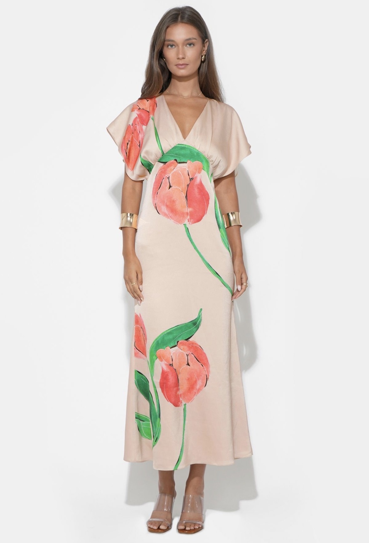adelyn rae Madelyn Flutter Sleeve Midi Dress