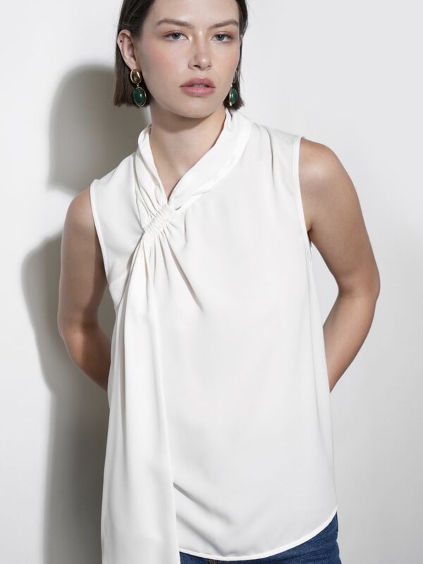 Greylin Paige Sleeveless Scarf Neck Blouse