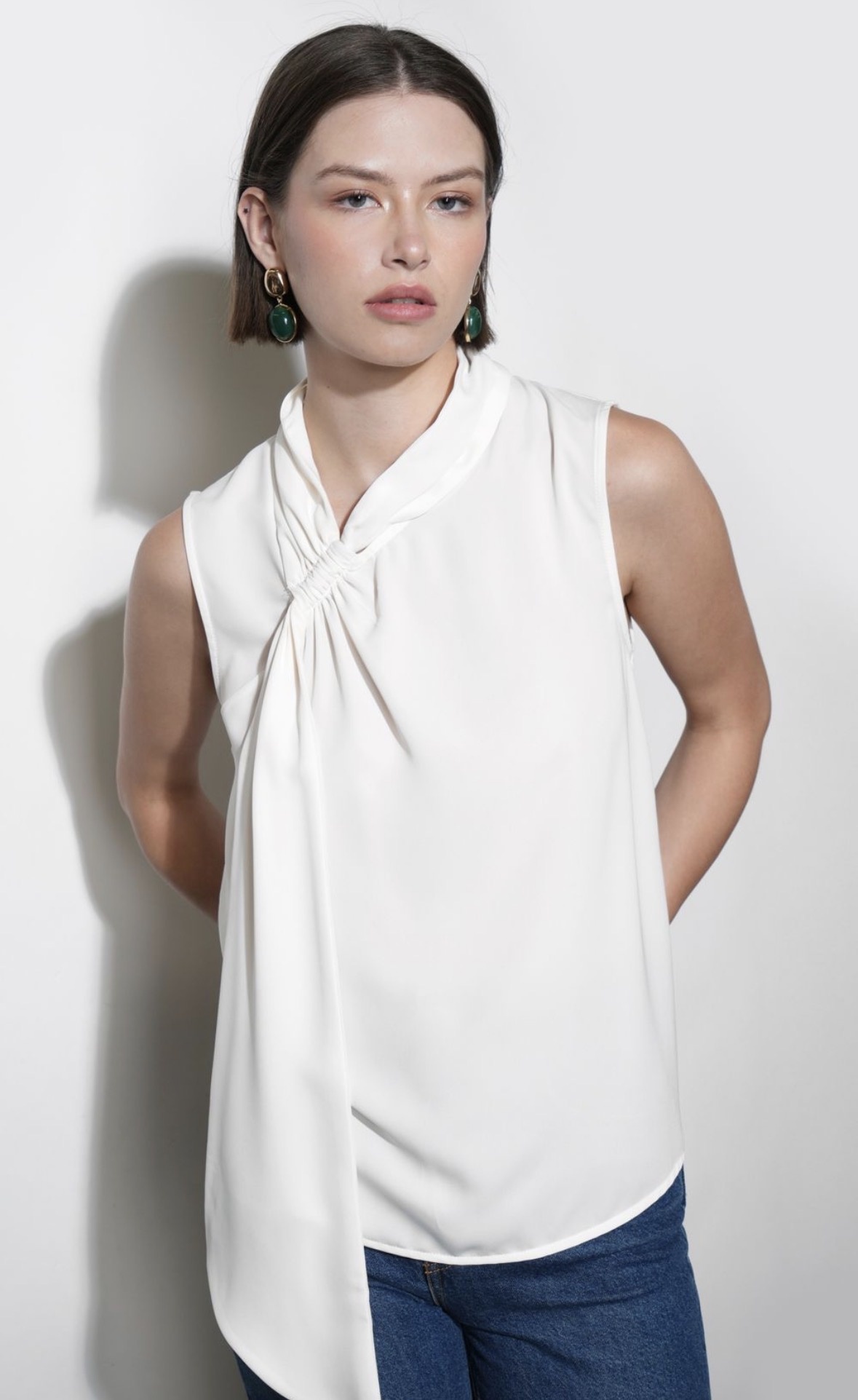 Greylin Paige Sleeveless Scarf Neck Blouse