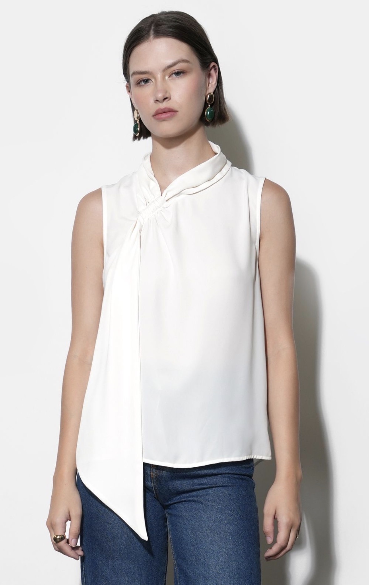 Greylin Paige Sleeveless Scarf Neck Blouse