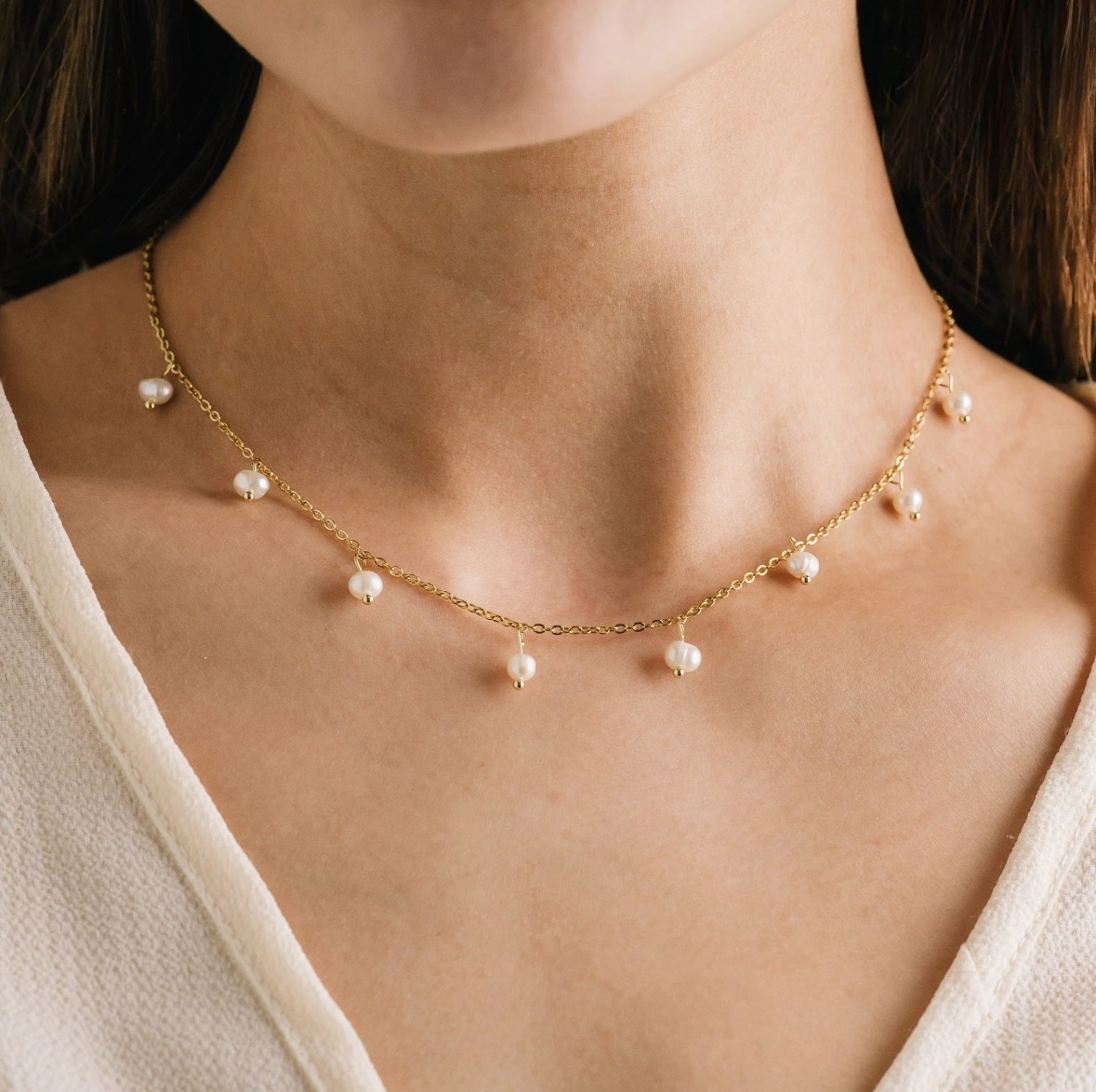 Lovers Tempo Perla Necklace, Gold