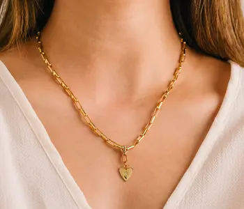 Verona Starburst Heart Necklace, Gold