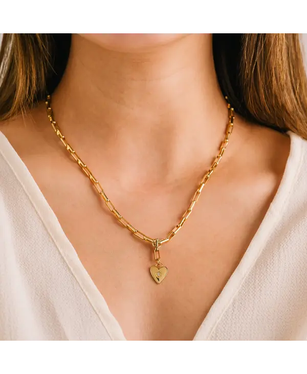 Lovers Tempo Verona Starburst Heart Necklace, Gold