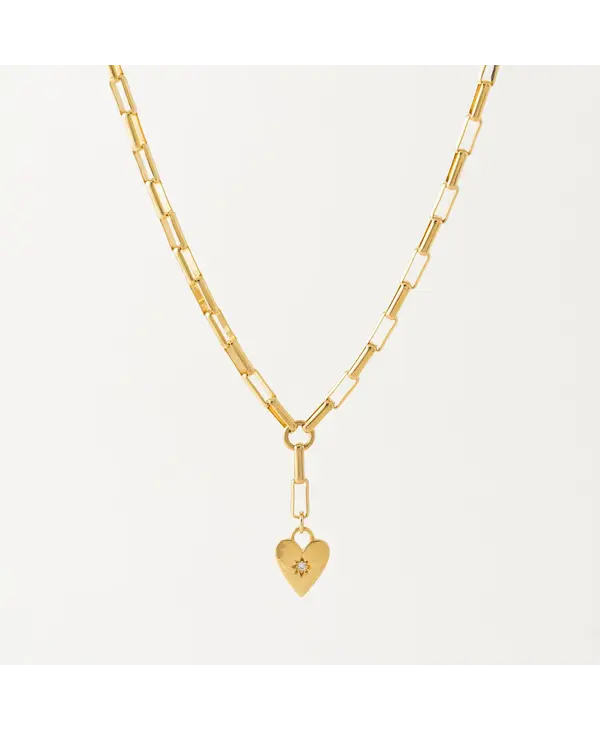 Lovers Tempo Verona Starburst Heart Necklace, Gold