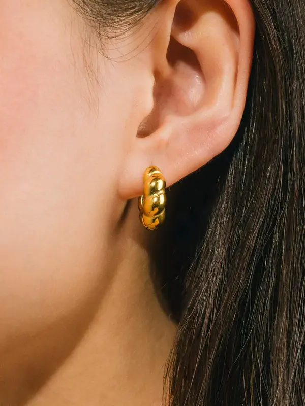 Lovers Tempo Croissant Puff Hoop Earrings, Gold