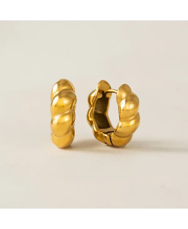 Lovers Tempo Croissant Puff Hoop Earrings, Gold