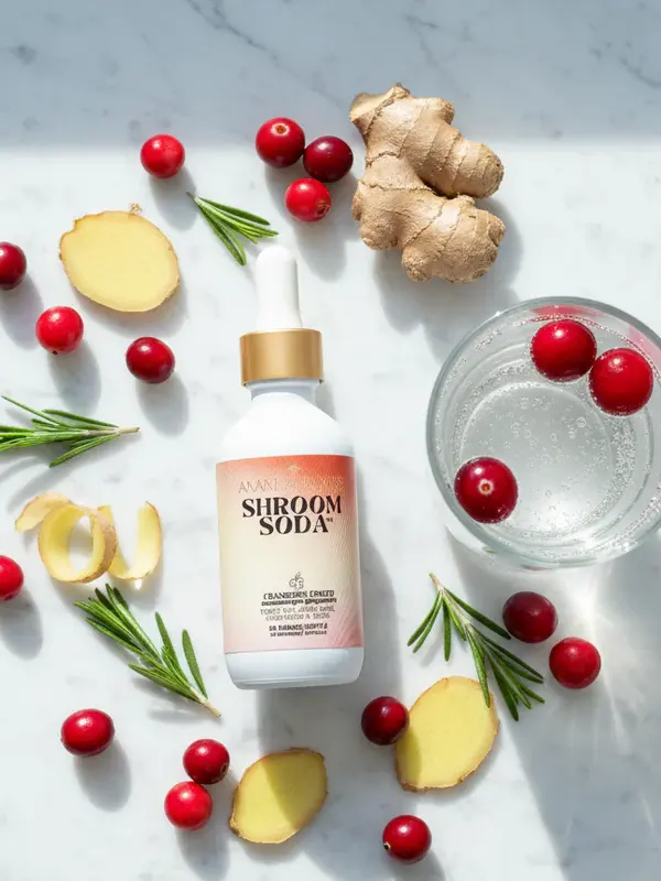 Ananda Elixirs Shroom Soda, Cranberry Ginger